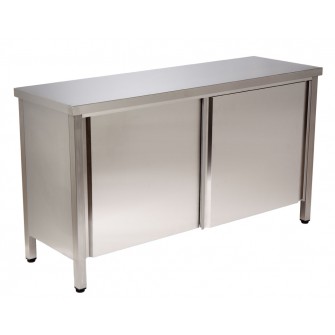 Mesa de trabalho inox totalmente fechada T1 p/medida Climainox 